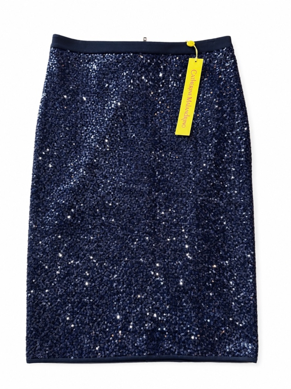 Catherine Malandrino Navy Sequin Pencil Skirt with Tag